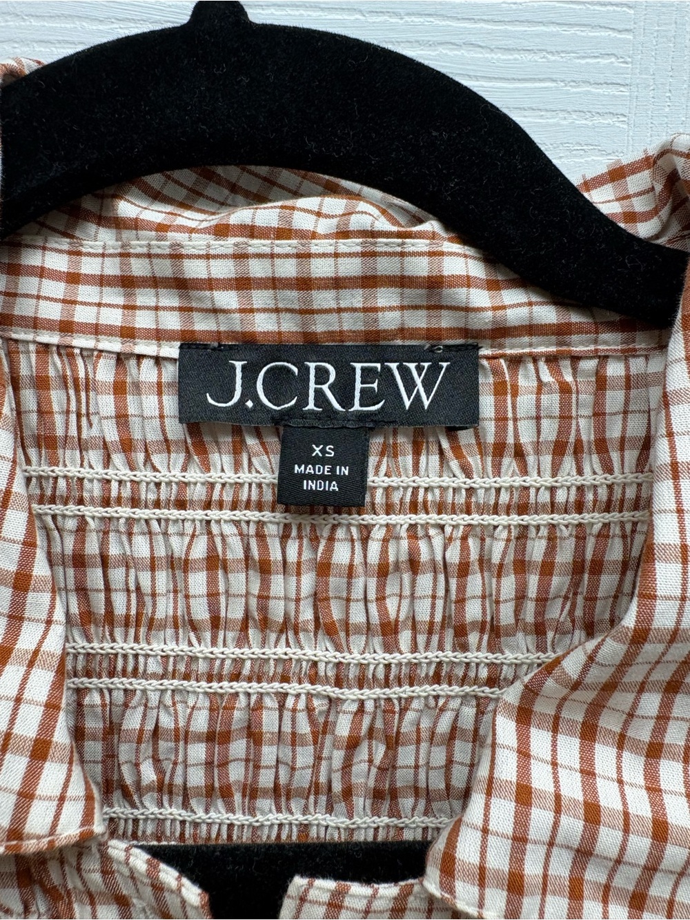 J. Crew Short-Sleeve Button-Up Shirt in Brown and Cream Plaid - Picture 2 of 3